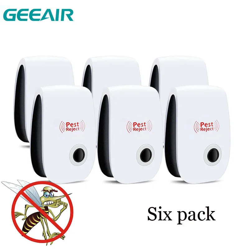 

Six Pack ABS Ultrasonic Environmental Electronic Insect Repellent Device Pest Rodent Mouse Anti Mosquito Insect Alarm Light