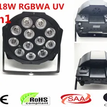 CREE RGBWA УФ 12x18 W Светодиодный плоский SlimPar Quad Luce 6in1 светодиодный DJ стирка Освещение сцены DMX luce della лампада 6/10 channes