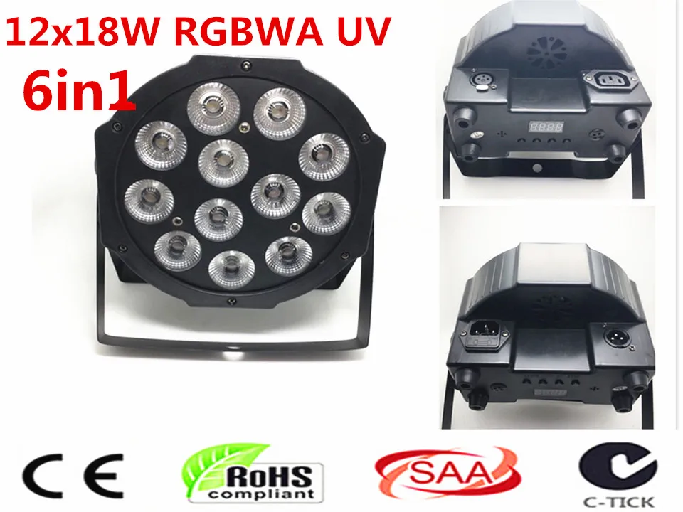 

CREE RGBWA UV 12x18 W LED Flat SlimPar Quad Luce 6in1 LED DJ Wash Stage Light dmx luce della lampada 6/10 channes