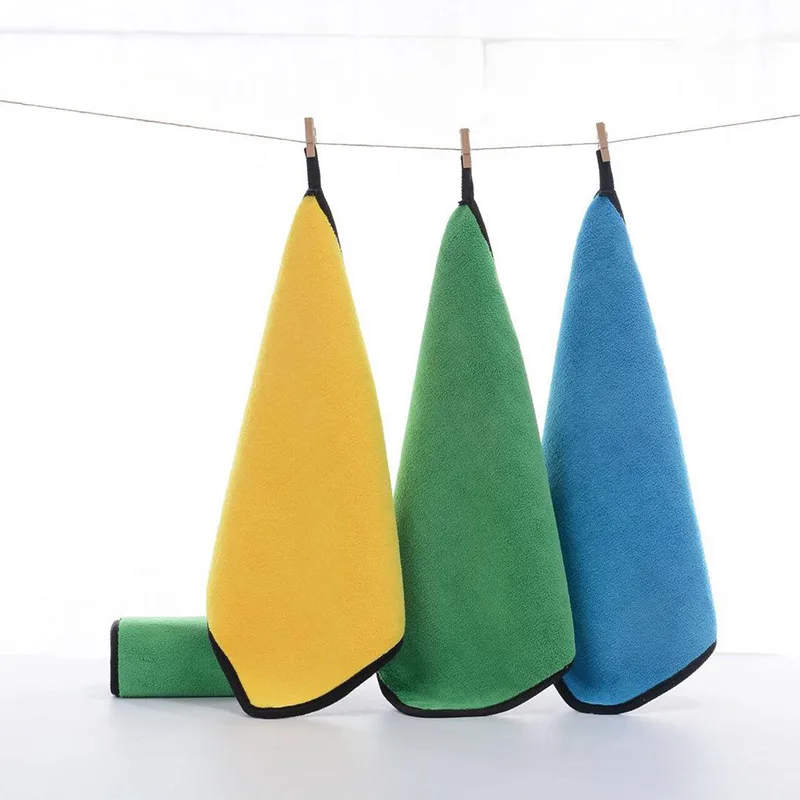 Thickened absorbent coral fleece cleaning towels 30*40cm double color double sided coral fleece