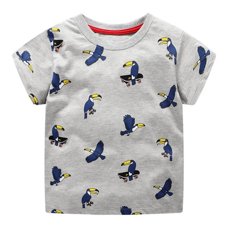 Хлопковые футболки с рисунком экскаватора для мальчиков; детская одежда с короткими рукавами; Детские футболки; топы для мальчиков и девочек; одежда с героями мультфильмов; футболки