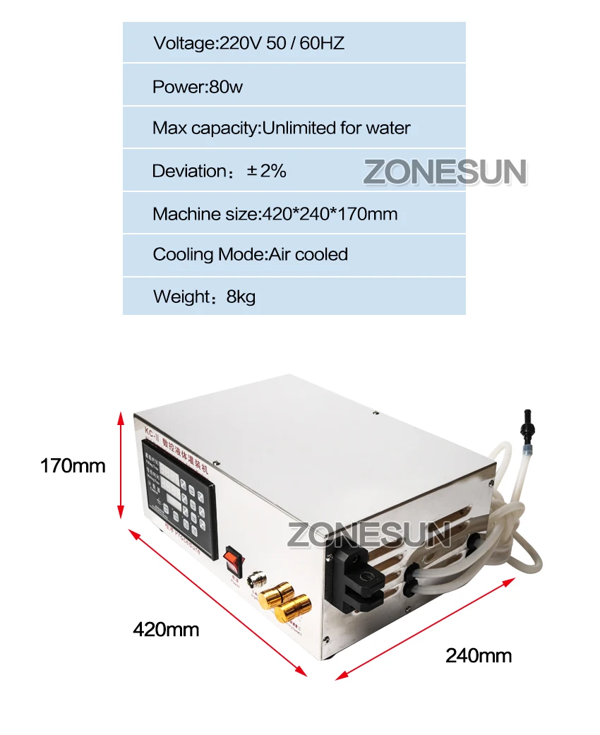 ZONESUN двойной головкой разливочная машина микрокомпьютер автоматический воды жидкого наполнения машины 5-3.5L