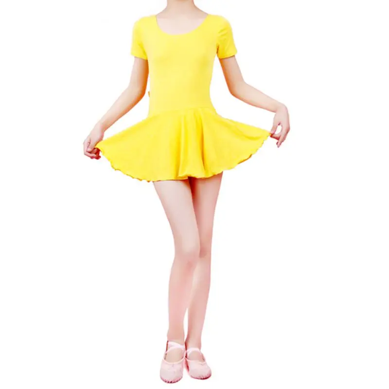 Лидер продаж детское Хлопковое платье с коротким рукавом для гимнастики и балета