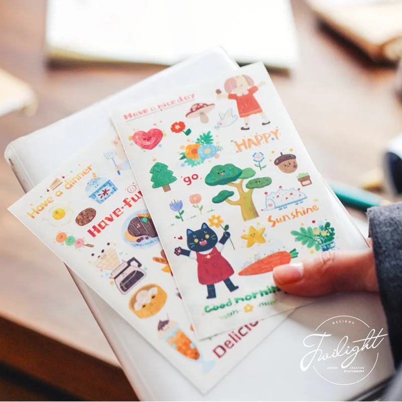 

Kawaii Life Stickers Garden Party Series Cute Transfer Sticker PVC Scrapbook Cartoon DIY Creative Stationery School Support