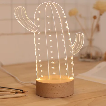 

2019 Creative Cactus Shape Office desktop decoration , And 3D Decoration Atmosphere Night Light