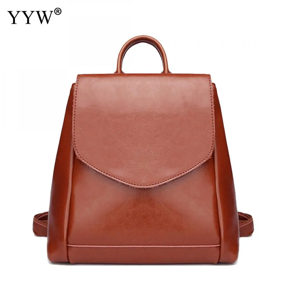 

High Ladies brown Women pu Leather Backpacks mochila feminina Shoulder Schoolbags Solid Color mochilas mujer 2018