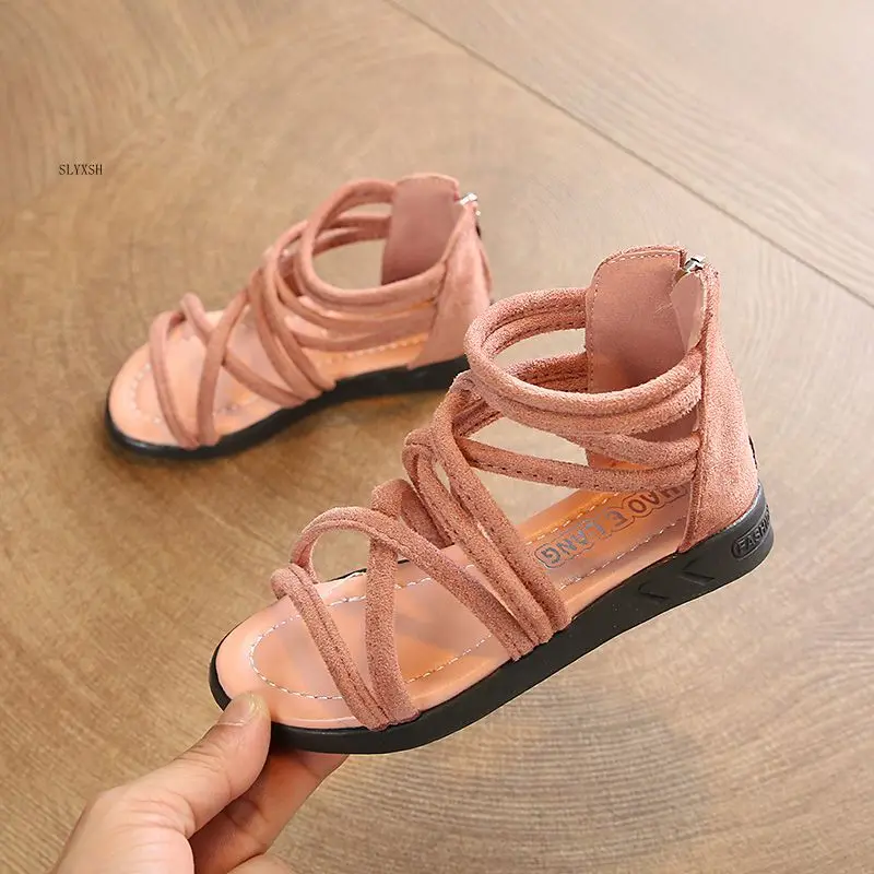 

SLYXSH Girls Gladiator Sandals Girl Summer Shoes Baby Princess Shoes Kids Gladiator Sandals Zip Toddler Kids Sandals