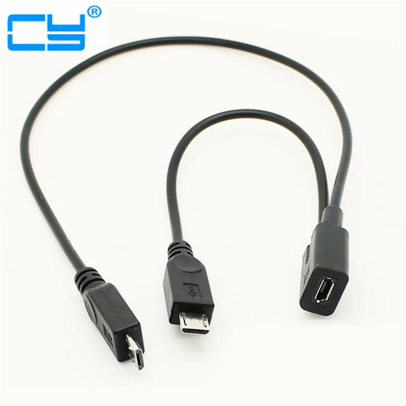 100pcs /lot Micro USB Female 1 to 2 Micro USB Male Splitter extension