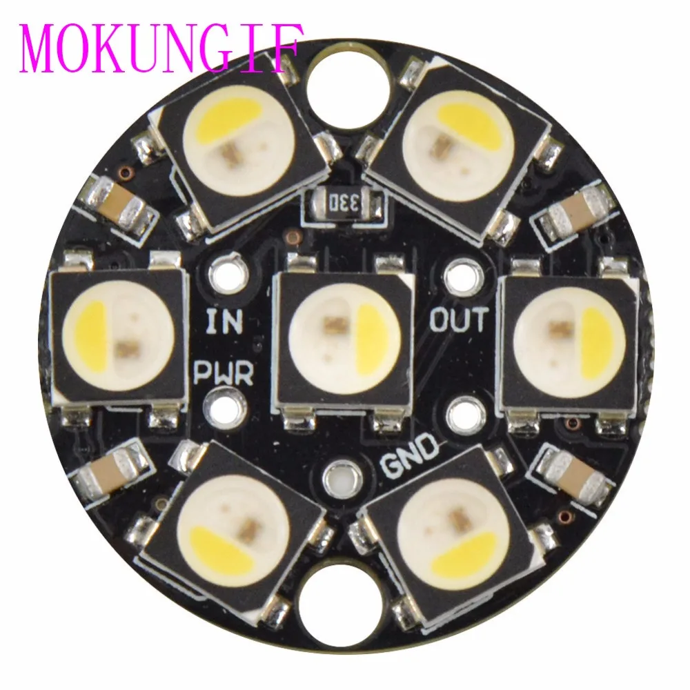 Mokungit WS2812B кольцо 7 светодиодов SK6812 колец WS2812 5050 RGB + белый светодиодный кольцевой