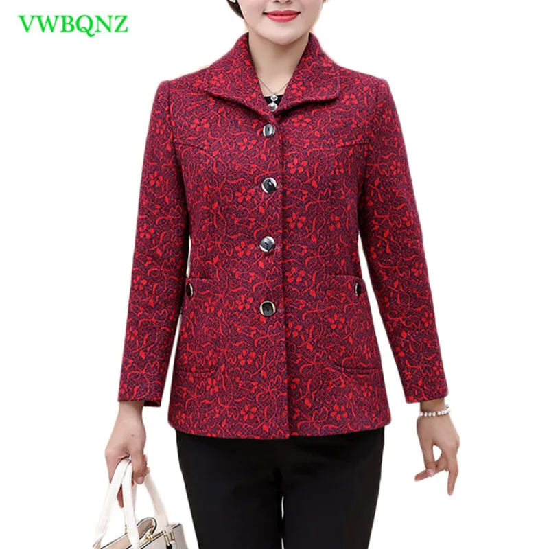 low cost  Spring Autumn Plus Size Women Jacket Coat printing Fashion Slim Long-Sleeved Outwear Casual Elegant