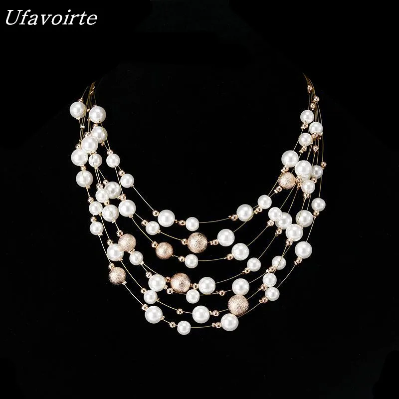 

Ufavoirte Jewelry Gold Silver Color Multilayer Necklaces For Women