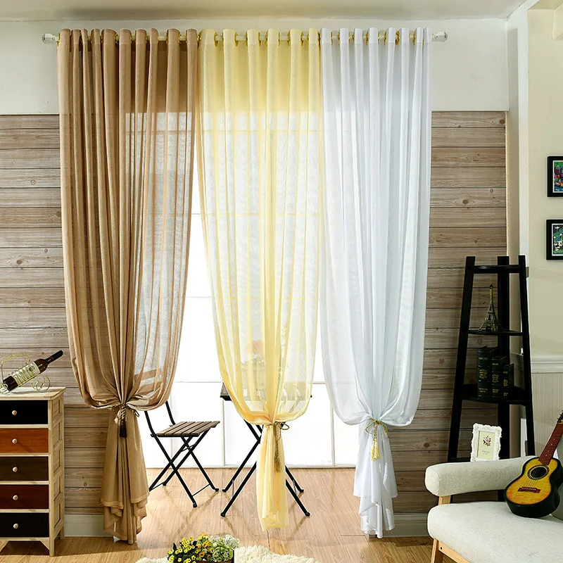 WLIARLEO Pastoral Voile Curtains Solid Sheer Tulle Curtain Translucidus