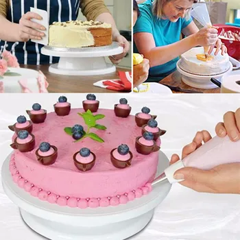 

27.5cm Kitchen Cake Decorating Icing Rotating Turntable Cake Stand White Plastic Fondant Baking Tool DIY 03106 Gift