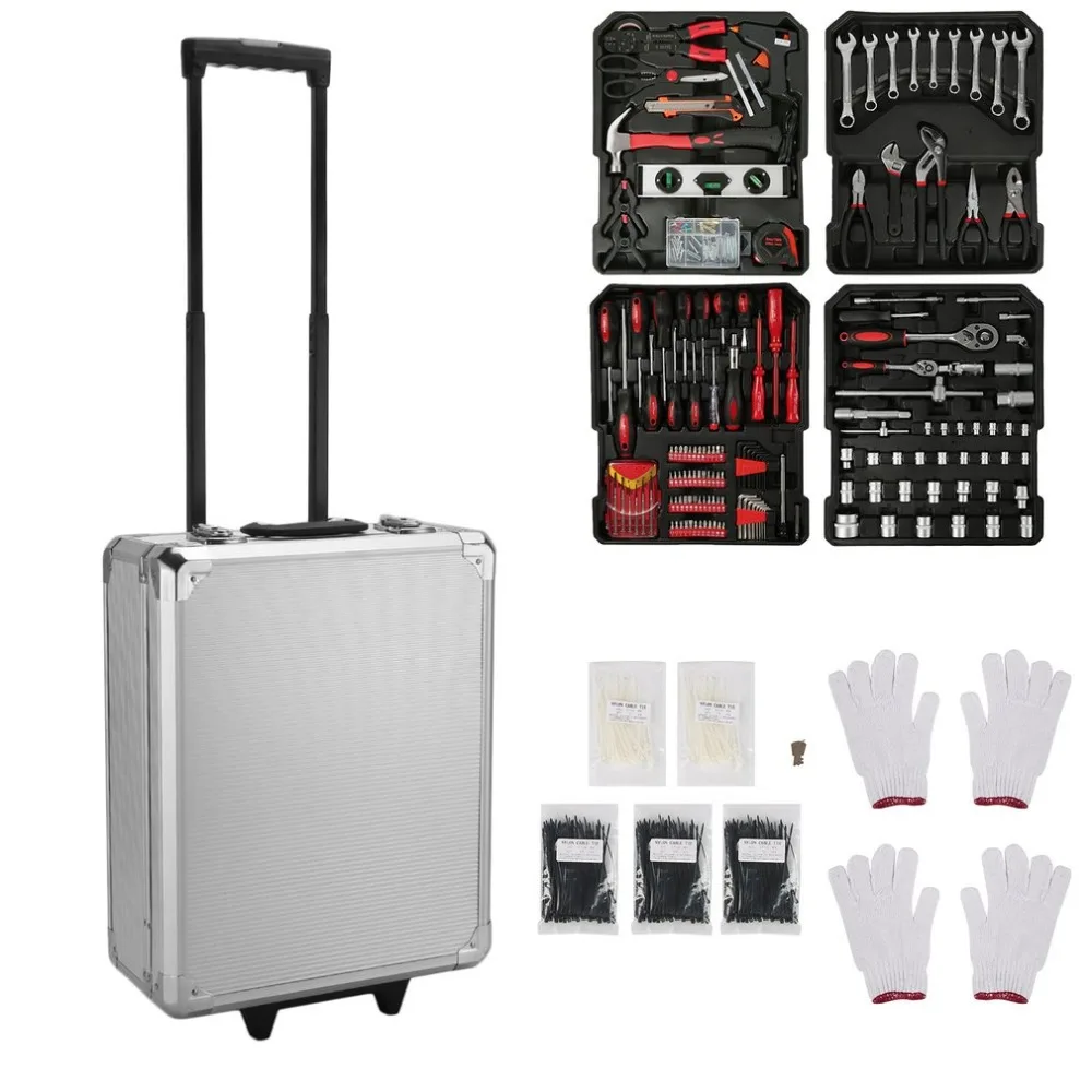 

735 PCS/Set Precision Tools Durable Tool Trolley Set With Aluminum Alloy Carry Box Professional Garage Mobile Workshop Toolbox