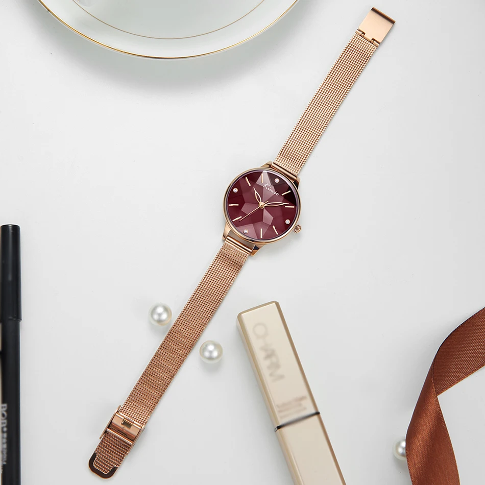 KIMIO Retro Mesh Stainless Steel Watch Women Big Dial Lady Watch For Woman Luxury Dress Elegant Women's Wrist Watch Rose Gold KIMIO Retro Mesh Stainless Steel Watch Women Big Dial Lady Watch For Woman Luxury Dress Elegant Women's Wrist Watch Rose Gold