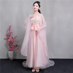2019 летнее платье китайские Женские винтажные Цветочные шифоновые платья трапециевидной формы с v-образным вырезом платья hanfu Стиль