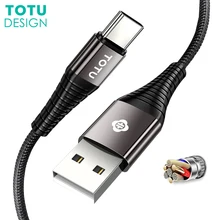 TOTU Тип usb C кабель для samsung huawei Xiaomi Алюминий сплав плетеный провод передачи данных кабели Тип type-C для быстрой зарядки Зарядное устройство сетевой шнур