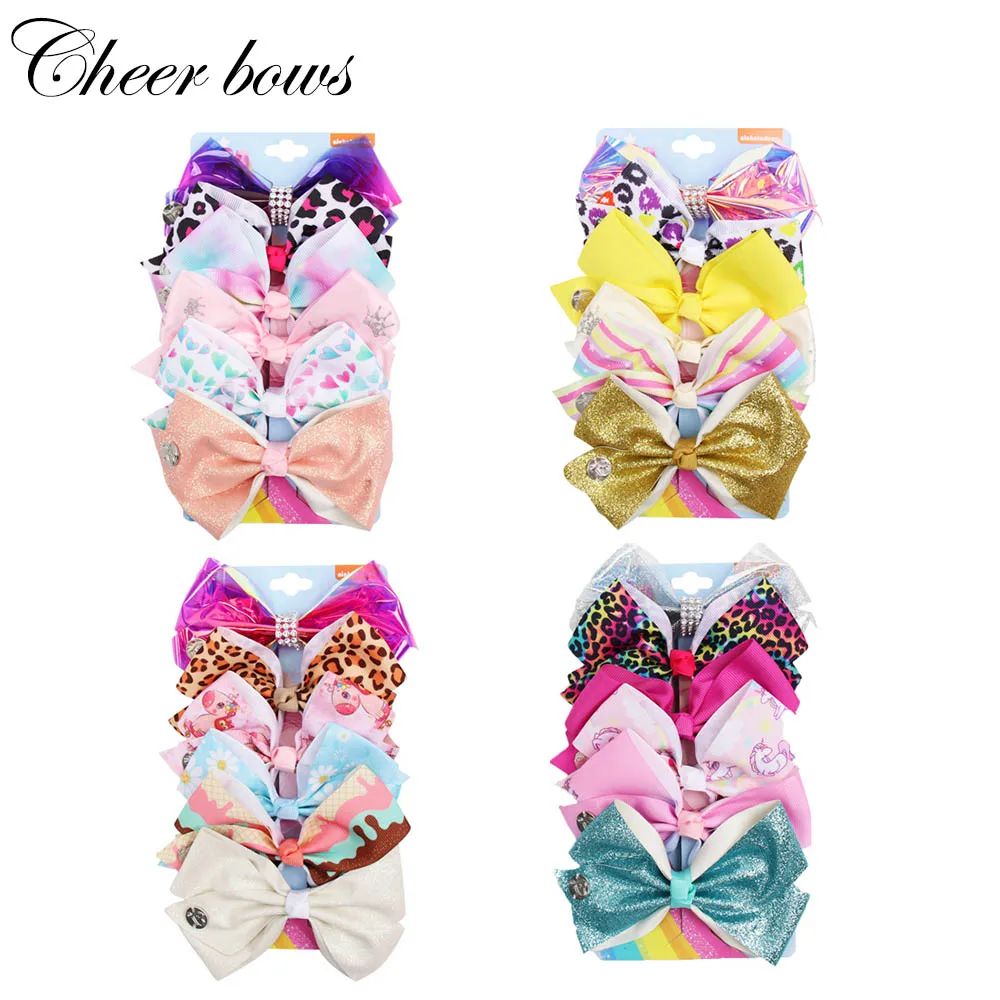 

6Pcs/Set Leopard Printed Ribbon Glitter Transparent PVC Hair Bow for Girls Handmade Boutique Hair Clip Children Hair Accessories
