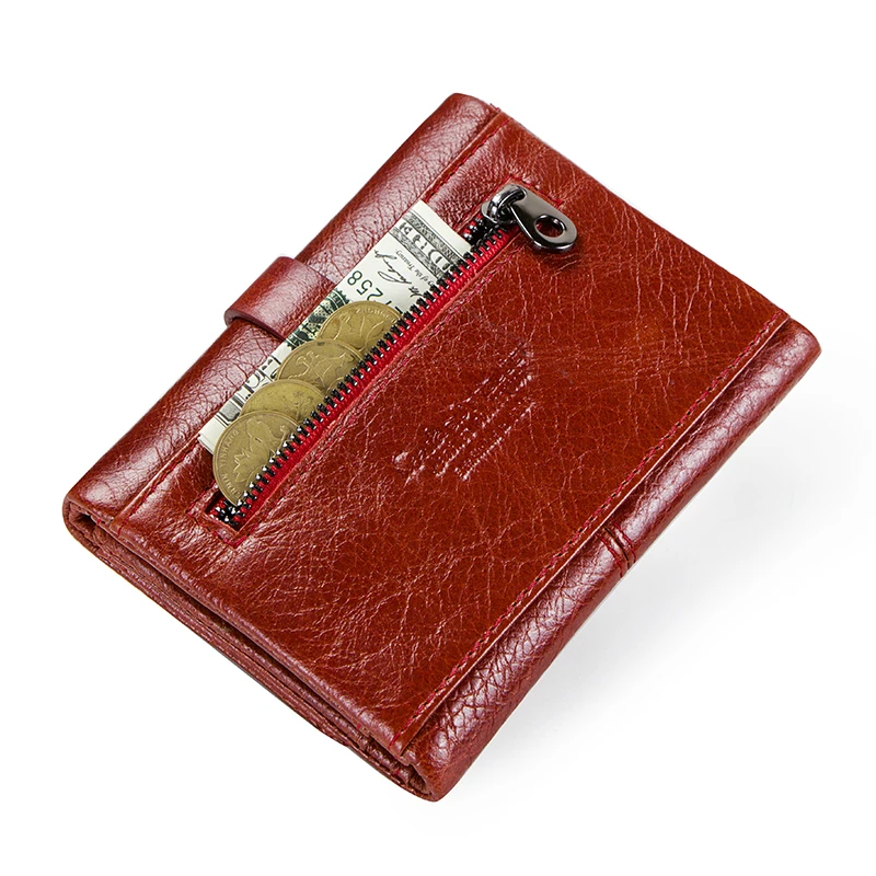 

Hot Sale Women Organizer Wallet Genuine Leather Wallets For Female Hasp Coin Purse Zipper Card Holder Money Bag Short Portomonee