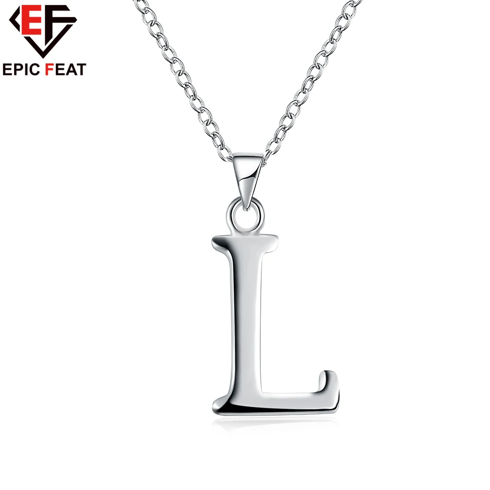 EPICFEAT 2017 English alphabet L Silver Necklace Word letter L Pendant
