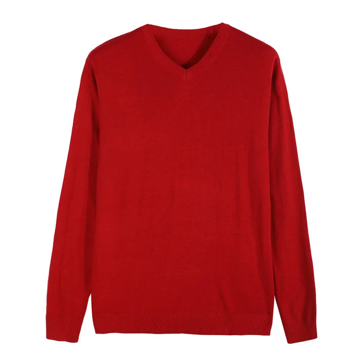 14 цветов MuLS весенний кашемировый шерстяной свитер мужской пуловер женский тонкий вязаный осенний мужской свитер с v-образным вырезом джемпер женский трикотаж - Цвет: Red