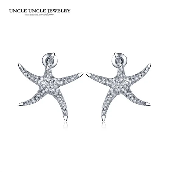 

Starfish Style Earrings 925 Needle White Gold Color Woman Stud Earring Wholesale Fashion Jewelry Gift