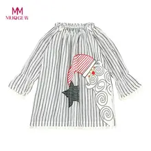 Girls Santa Striped Princess Dress Christmas Outfits Clothes Children's New Year Christmas Striped Tassel Santa Print Dress
