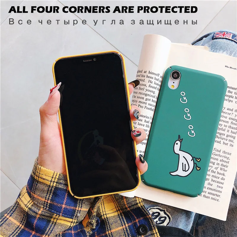 KIPX1098_8_JONSNOW All-inclusive Phone Case for iPhone XR XS Max 7 8 Plus 6 6S 6 Plus Funny Cute Dogs Chick Duck Pattern Hard PC Back Cover Capa Fundas