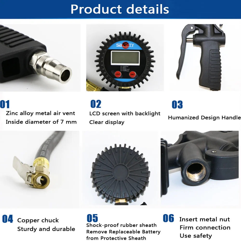 Цифровой Автомобильный манометр с ЖК дисплеем и светодиодной