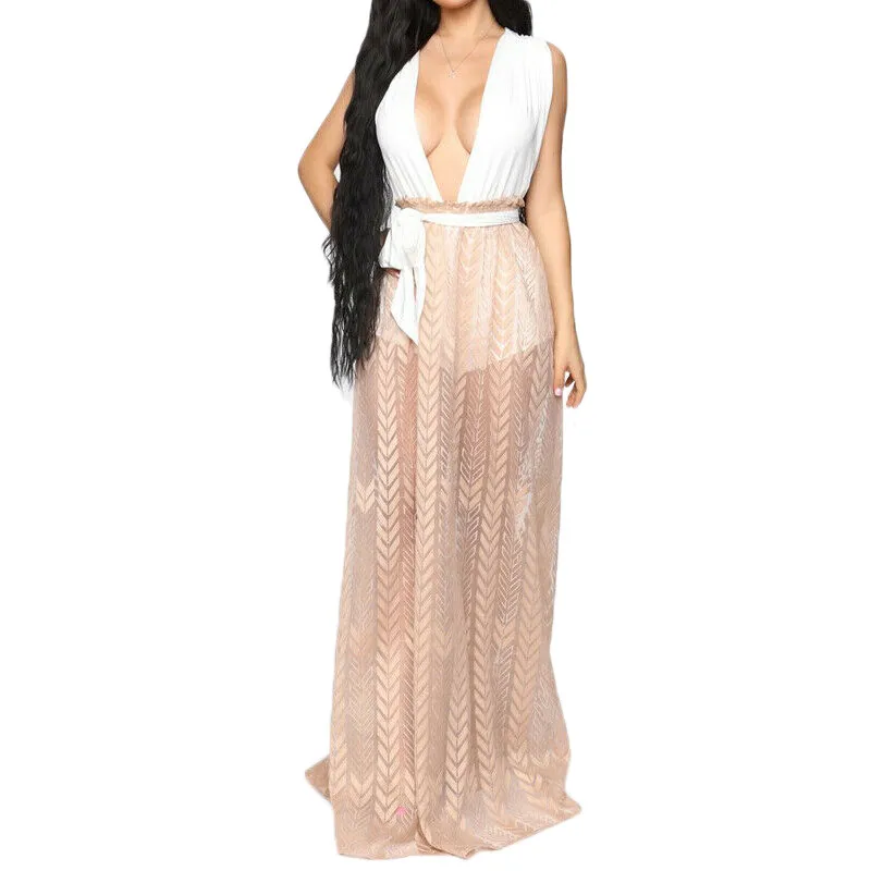 Летние женские шифоновые прозрачные длинные юбки пляжная одежда сексуальные женские прозрачные максимально покрывающий юбки Повседневные женские платья