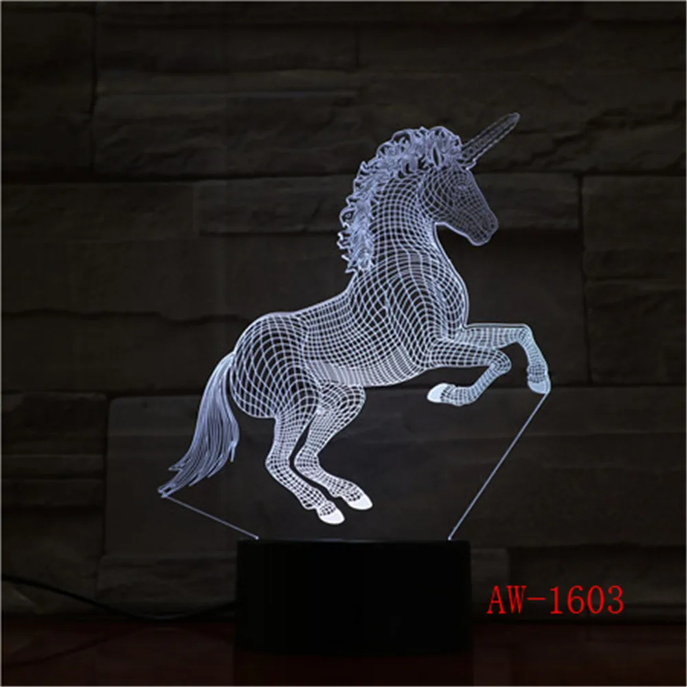 Change 7 Room Lamp Color Romantic Girlfriend Holiday Lustre Toys discount Gift Unicorn AW-1603 Light Decor Night Table LED Last Kids Awencomn 3D 7 Change 7 Room Lamp 7