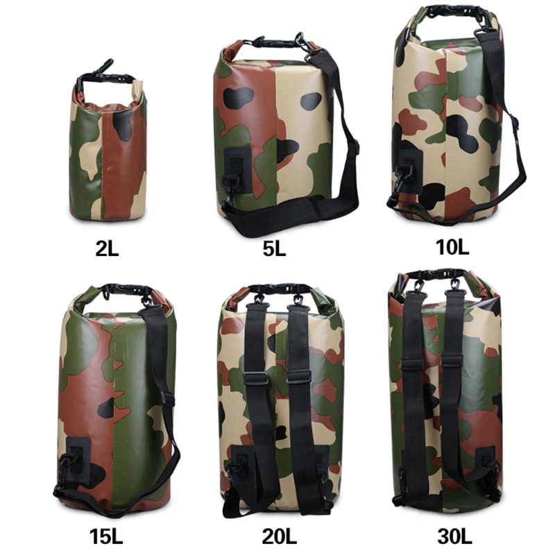 Camuflaje impermeable al aire libre bolsa de mochila bolsa seca Kayak Rafting deporte de almacenamiento portátil Camping Kits de viaje río Trekking bolsa Camuflaje impermeable al aire libre bolsa de mochila bolsa seca Kayak Rafting deporte de almacenamiento portátil Camping Kits de viaje río Trekking bolsa