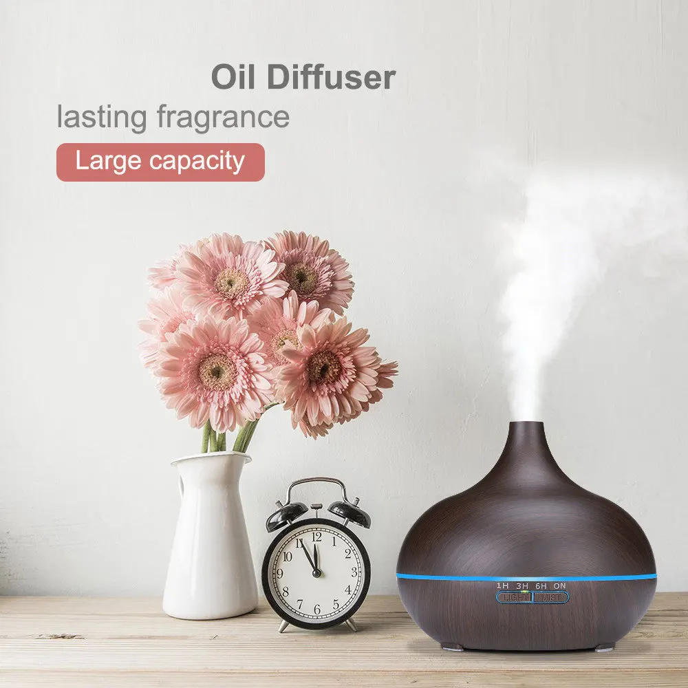  400 ML ultrasonic humidifier usb aroma diffuser air essential oil atomizer wood grain humidifier se