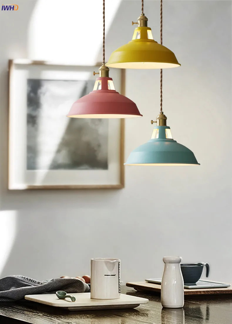 IWHD красочный современный светодиодный подвесной светильник, приспособление для кухни для столовой гостиной нордическая лампа, подвесные светильники, подвесной светильник, блеск Pendente