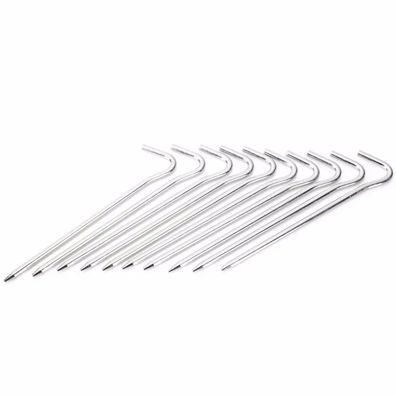 8pcs Aluminum Alloy Tent Pegs Nail Outdoor Camping Accessory Sand Stakes Rope  Peg Round With Hooks Hiking  Accessories 155mm (4)