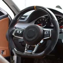Рулевое колесо из углеродного волокна и кожи для VW Golf MK6 R(с кнопкой