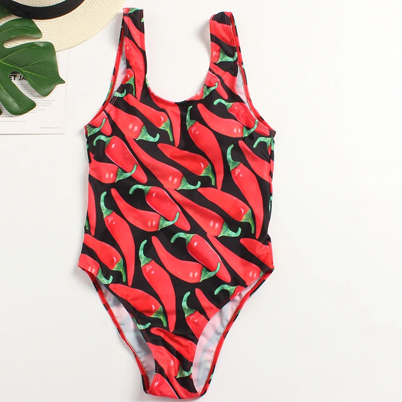Woman Swimwear 2019 Red Swimsuit Girls Print Bathing Suit One Piece Monokini Push Up Padded Large Size Swimsuits XXXL (4)