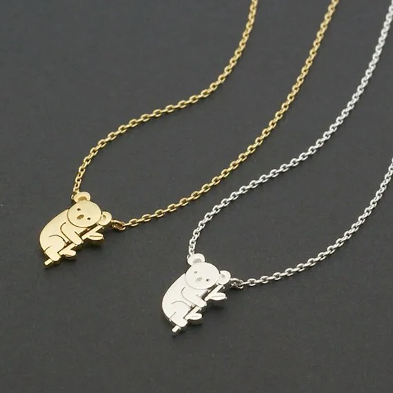 Koala Necklace  Australian koala bear necklace, tiny animal necklace, woodland koala, animal jewelry