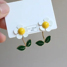 Корейские милые маленькие серьги-гвоздики в виде маргаритки двойного назначения из стерлингового серебра S925 пробы для женщин и девушек, очаровательные ювелирные изделия в подарок