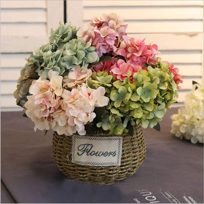 

1/pcs Artificial flower hydrangea silk cheap wedding accessories wedding bouquet new year decoration for vase flower arrangement
