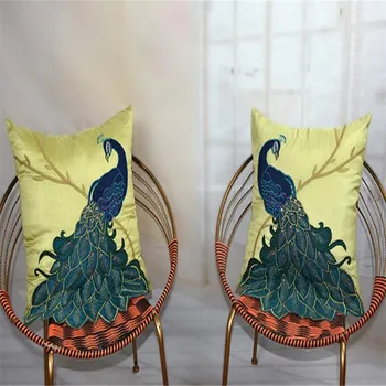 

free shipping classical peacock throw Pillow with inner 45x45cm Pillow 18inch embroidery sain cushion pillow chair decorate