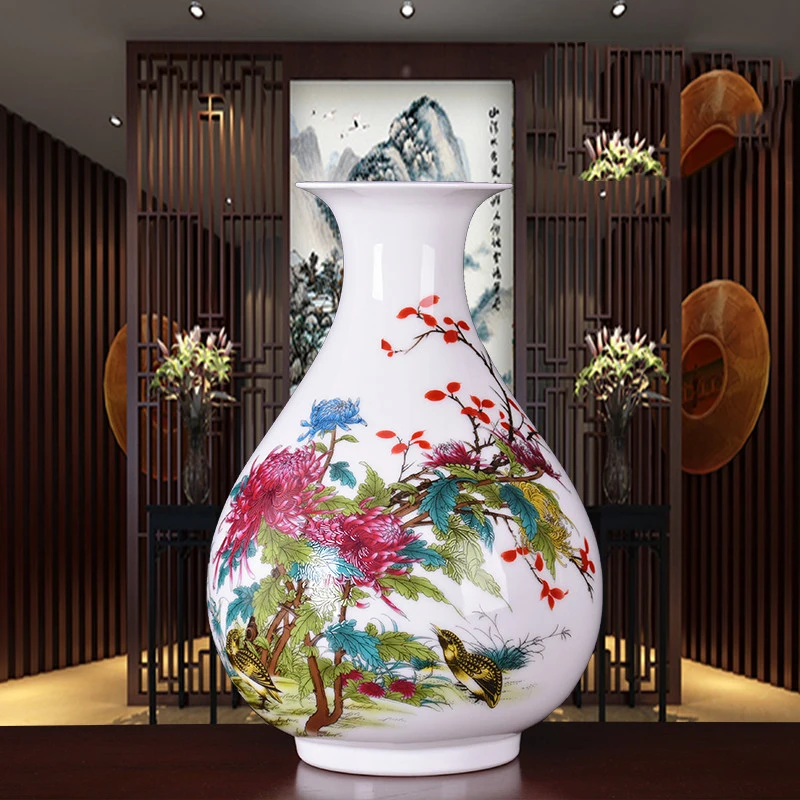 Новое поступление антикварная дзиндечженьская тонкий фарфоровая ваза с цветами и птицами узоры Керамические Настольная Ваза фарфоровая