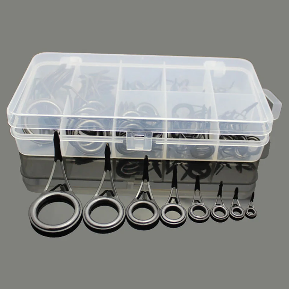 

Loogdeel 75PCS/Lot Mixed Size Fishing Rod Guide Set Tip Strong Line Rings Fishing Rod Guide Tip Top Repair Kit