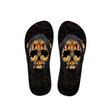 

Customized Skull Fashion Summer Flip Flops Casual Men Cool Lion Pattern Men Home Slippers Flats Lightweight Slip-on Men's Shoes