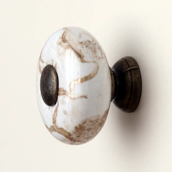 

26mm Vintage Round Marbleized Ceramic Drawer Knobs Kitchen Cabinet Door Handle Cupboard Chest Bin Hardware Antique Bronze