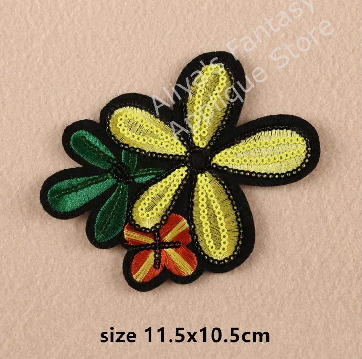 1 pcs Flower sequins Embroidered patches iron on cartoon Motif DK Applique embroidery hat bag shoe clothing phone accessory image_1