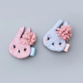 

Boutique 20pcs Fashion Cute Striped Bunny Hairpins Solid Kawaii Floral Rabbit Hair Clips Princess Headwear Hair Accessories