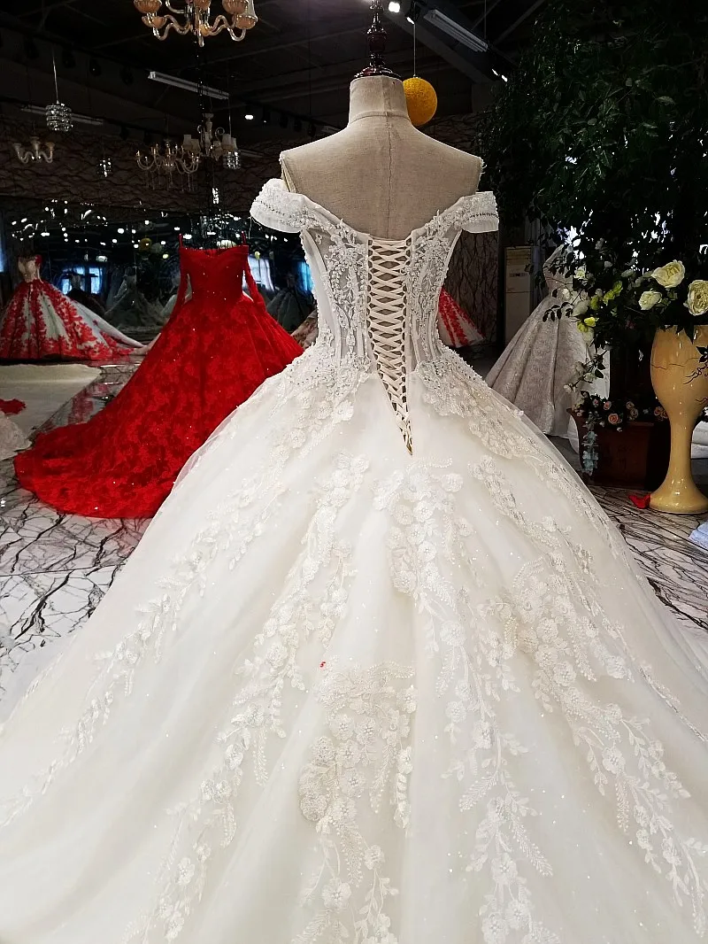LS75278 свадебное платьебальное платье свадебное платье от плеча возлюбленной зашнуруйте свадебное платье с длинным поездом из Китая реальным, как фотографии