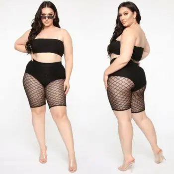 

Womens Fishnet Pants See Through Hollow Out Short [ants Swimwear Trousers