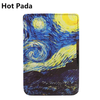 

Hot Pada luxury pu leather print painting cover case for pocketbook touch lux 2 626 6'' ereader+screen protector+stylus